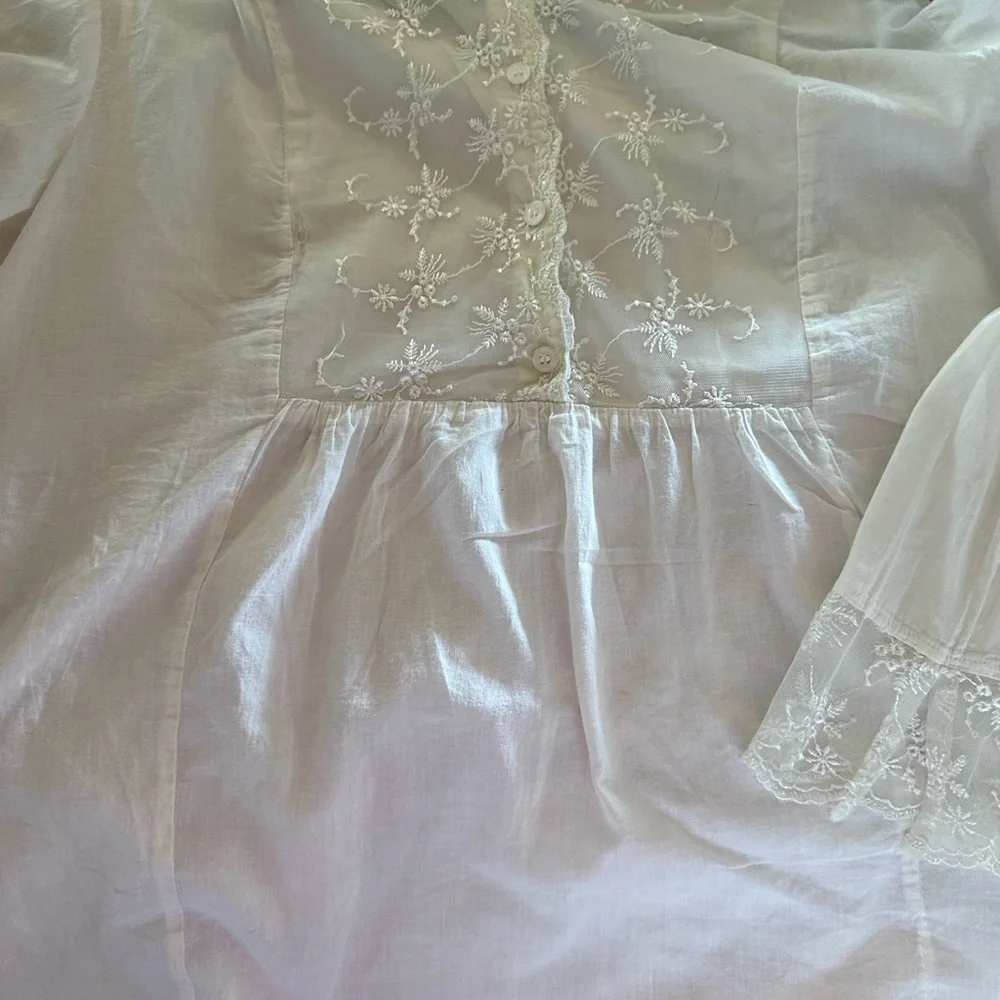 Dress Barn  cream xl  boho cotton‎ blouse with lace bodice. Victorian vibe. EUC - Picture 4 of 10